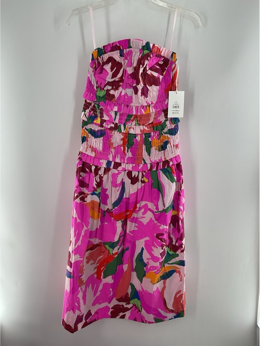 Free Assembly Women’s Strapless Midi Colorful Abstract Smocked Small Dress 065